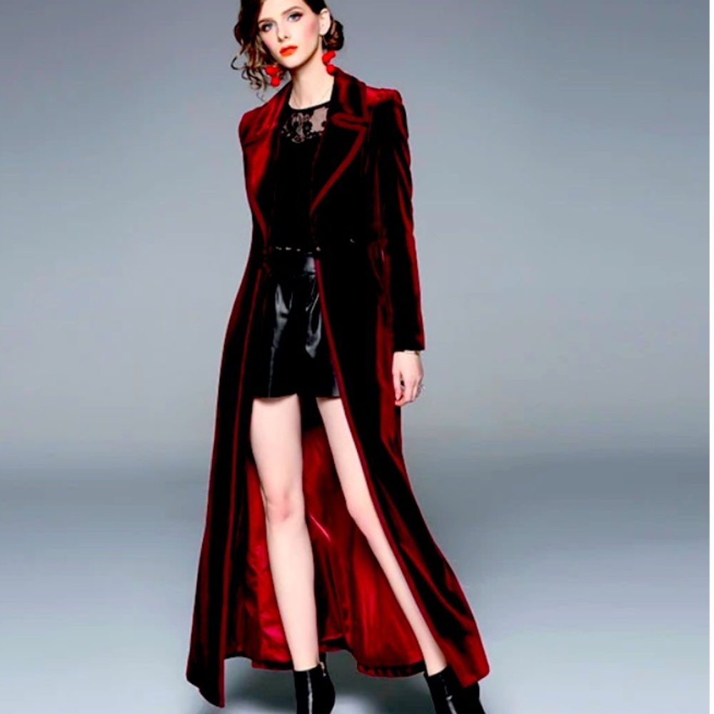 Vintage Notched Collar Velvet Maxi Coat -3colors